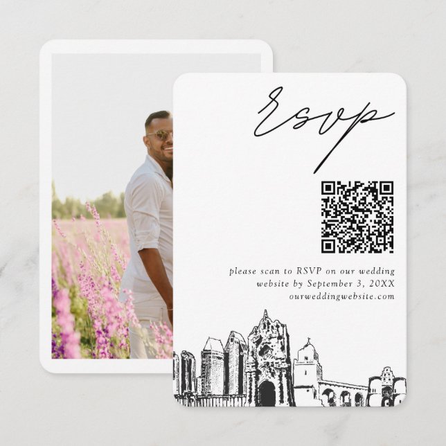 San Diego Wedding Modern UAWG QR Code Begleitkarte (Vorne/Hinten)
