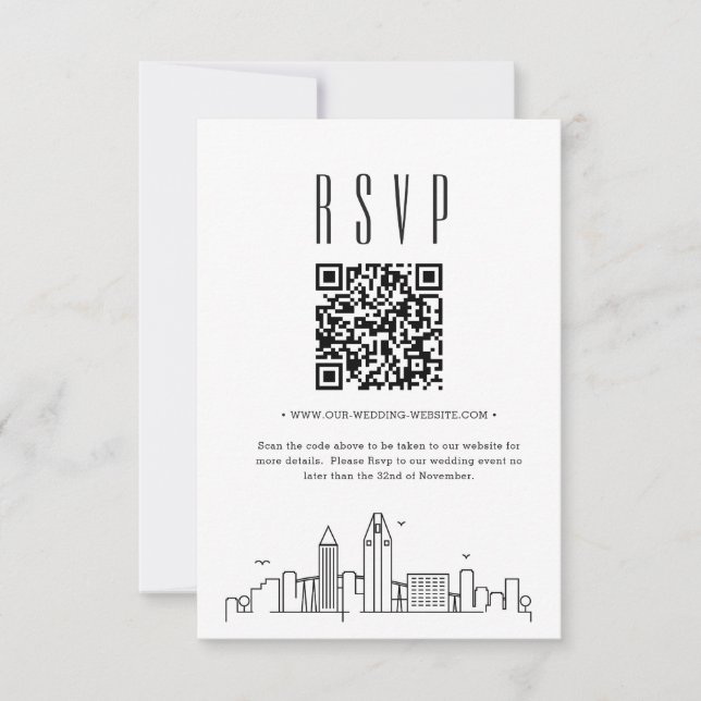 San Diego Wedding QR Code UAWG RSVP Karte (Vorderseite)