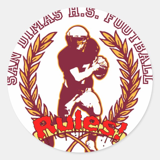 San Dimas HS Fußball RULES! Runder Aufkleber (Vorderseite)
