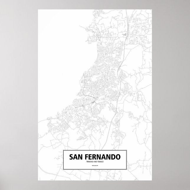 San Fernando, Trinidad und Tobago (schwarz auf wei Poster (Vorne)