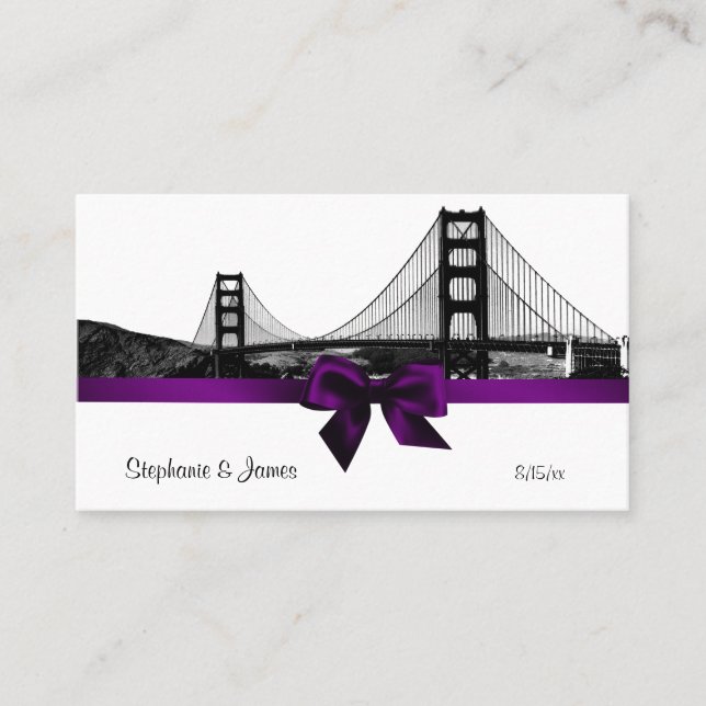 San Fran Skyline Etted BW Purple Escort Cartes (Devant)
