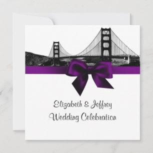 San Fran Skyline Geätzt BW SQ Lila Hochzeit Einladung