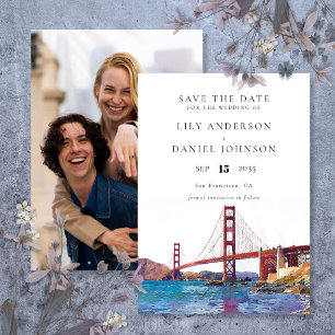 San Francisco Aquarell-Foto-Hochzeit Save The Date