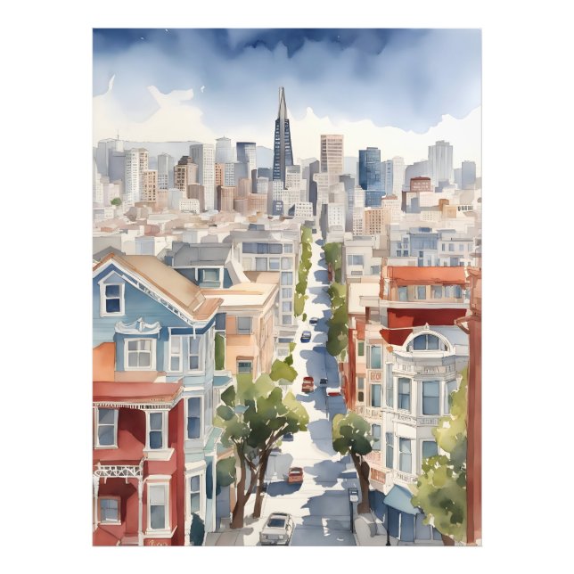 San Francisco Aquarell Fotodruck (Vorne)