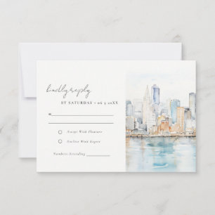 San Francisco Aquarell-Landschaft-Hochzeit RSVP Karte