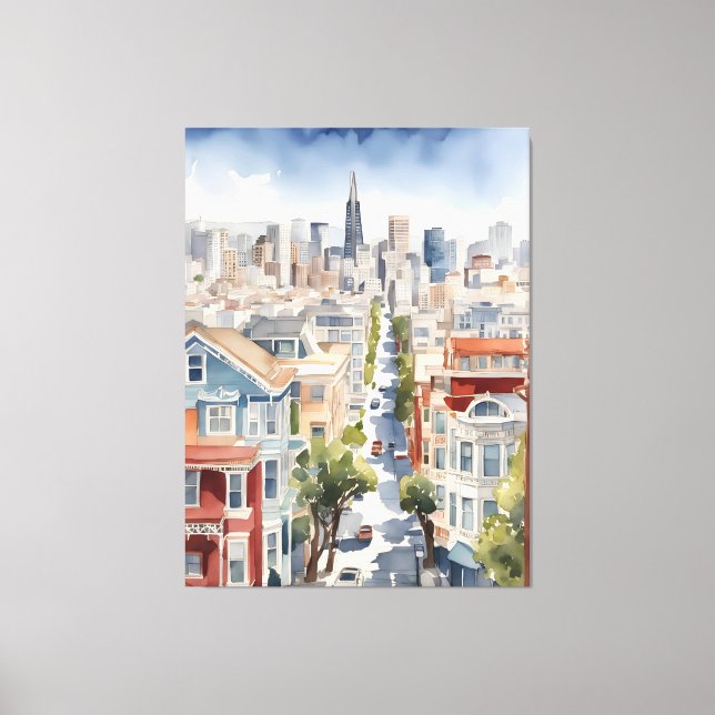San Francisco Aquarell Leinwanddruck (Vorderseite)