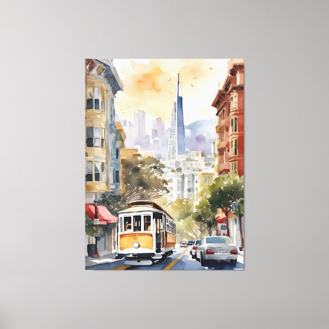 San Francisco Aquarell Leinwanddruck (Vorderseite)