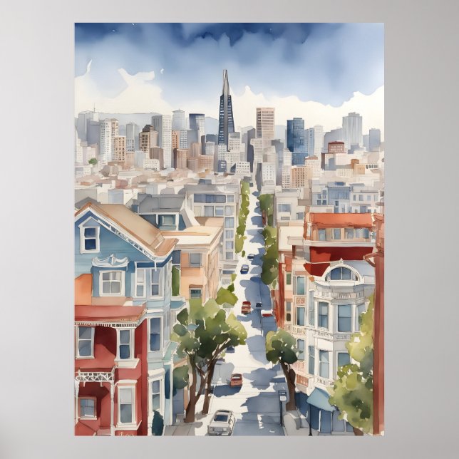 San Francisco Aquarell Poster (Vorne)