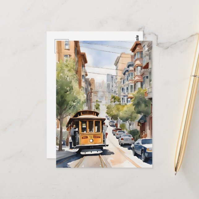 San Francisco Aquarell Postkarte (Vorderseite/Rückseite Beispiel)