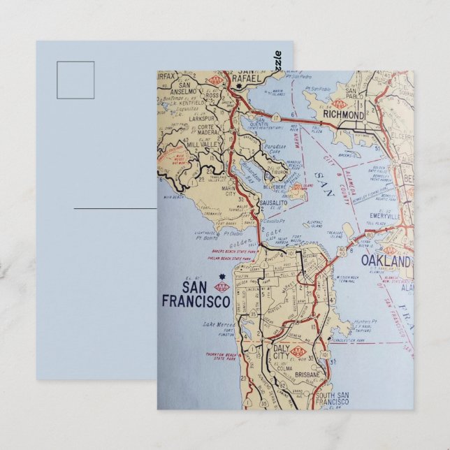 San Francisco Area Map Postkarte (Vorne/Hinten)