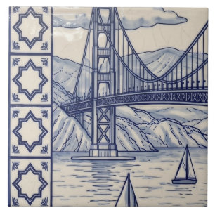 San Francisco Azulejo-Wandbild 3 von 6 Mitte links Fliese