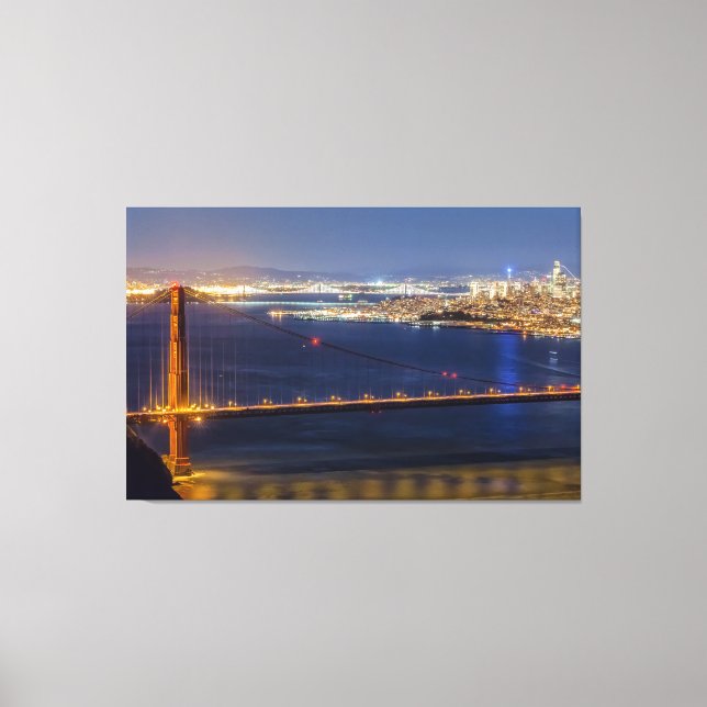 San Francisco Bay in der Nacht Leinwanddruck (Vorderseite)