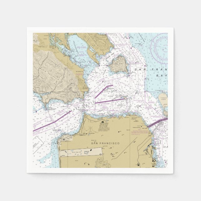 San Francisco Bay Nautical Chart Serviette (Vorderseite)