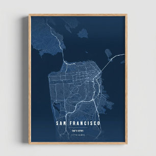 San Francisco Blaupause Wandkunst Poster Geschenk