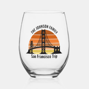 San Francisco Bridge Sunset Custom Trip Souvenir Weinglas Ohne Stiel