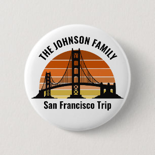 San Francisco Bridge Sunset Custom Vacation Button