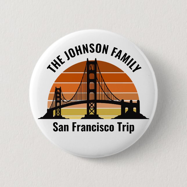 San Francisco Bridge Sunset Custom Vacation Button (Vorderseite)