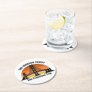 San Francisco Bridge Sunset Personalisiertes Party Runder Pappuntersetzer
