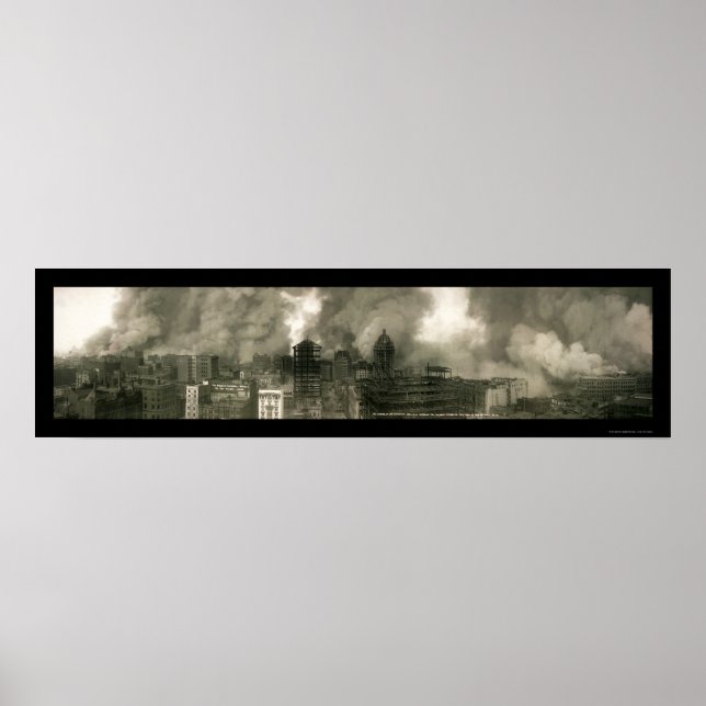 San Francisco CA Burning Foto 1906b Poster (Vorne)