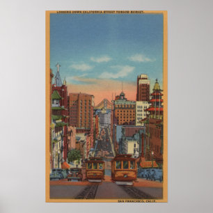 San Francisco, CA - Cable Cars fahren hoch Poster