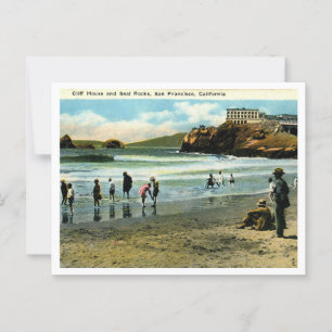 San Francisco CA Cliff House and Rocks 1920s Postkarte