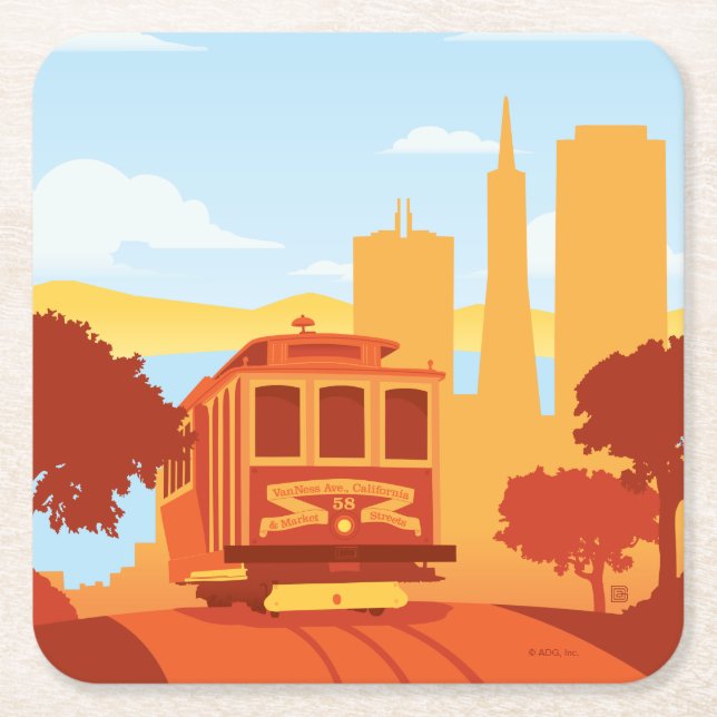 San Francisco, CA - Die Stadt an der Bucht Rechteckiger Pappuntersetzer (Vorderseite)
