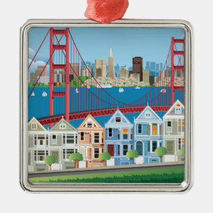 San Francisco, CA   die Stadt durch die Bucht Ornament Aus Metall