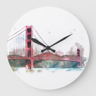 San Francisco, CA - Golden Gate Bridge Große Wanduhr