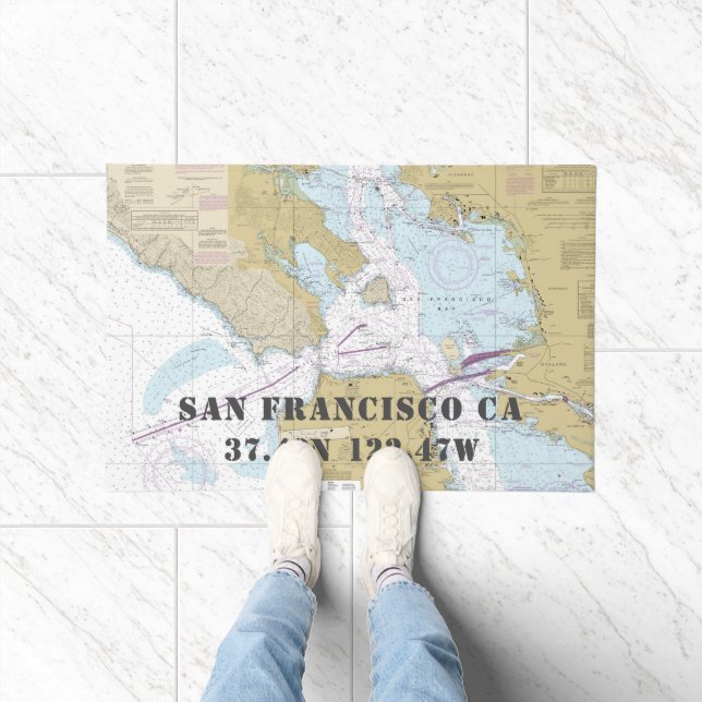 San Francisco CA Latitude Longitude Nautical Boat Fußmatte (Indoor)