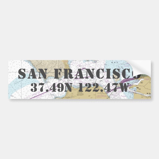 San Francisco CA Latitude Longitude Navigation Autoaufkleber (Vorne)