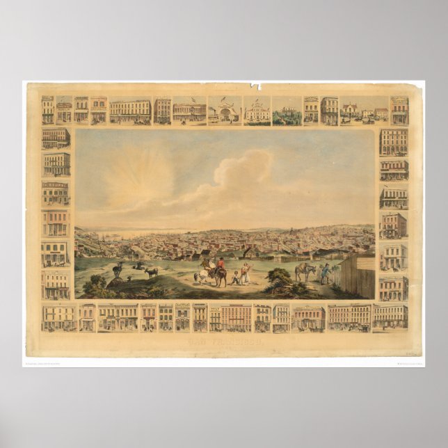 San Francisco, CA. Panoramakarte 1860 (1162A) Poster (Vorne)