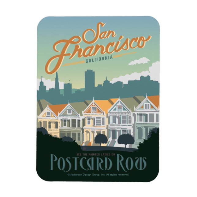 San Francisco, CA - Postcard Row Magnet (Vertikal)