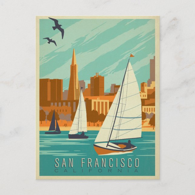 San Francisco, CA - Segelboote Postkarte (Vorderseite)