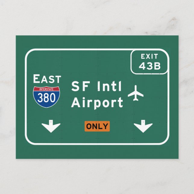 San Francisco CA SFO Flughafen I-380 E Interstate  Postkarte (Vorderseite)