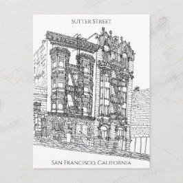 San Francisco, CA | Sutter Street Zeichnend Postkarte
