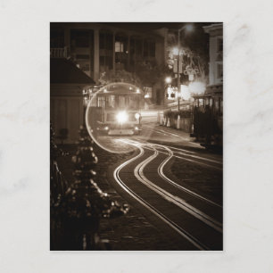San Francisco Cable Car bei Nacht Postkarte