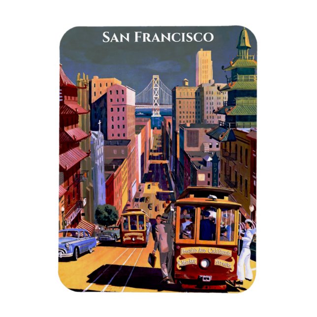 San Francisco Cable Car Retro Vintage Reise Magnet (Vertikal)