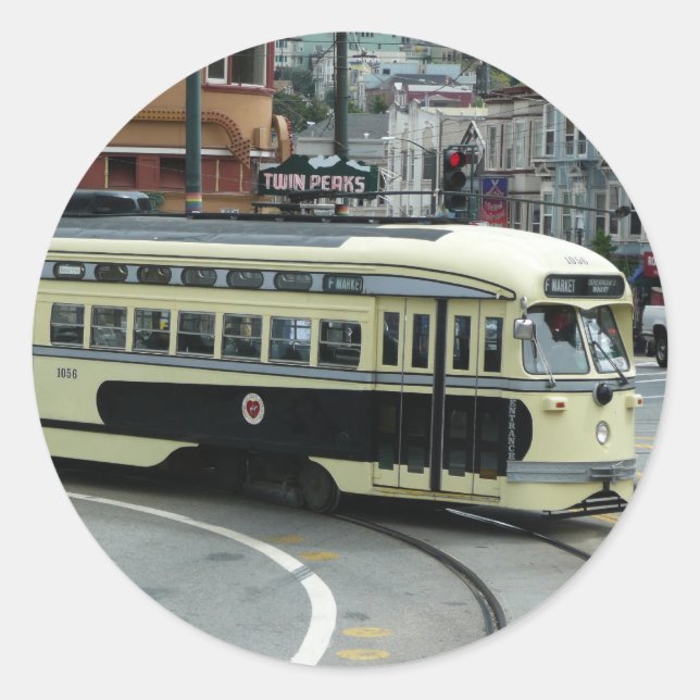 San Francisco Cable Car Runder Aufkleber (Vorderseite)