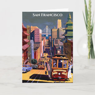 San Francisco Cable Car Vintage Reiseposter Karte