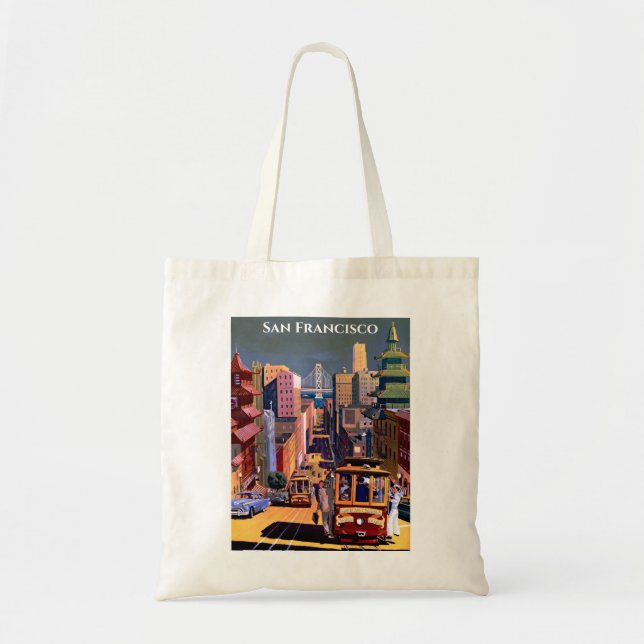 San Francisco Cable Car Vintage Travel Poster Tragetasche (Vorne)