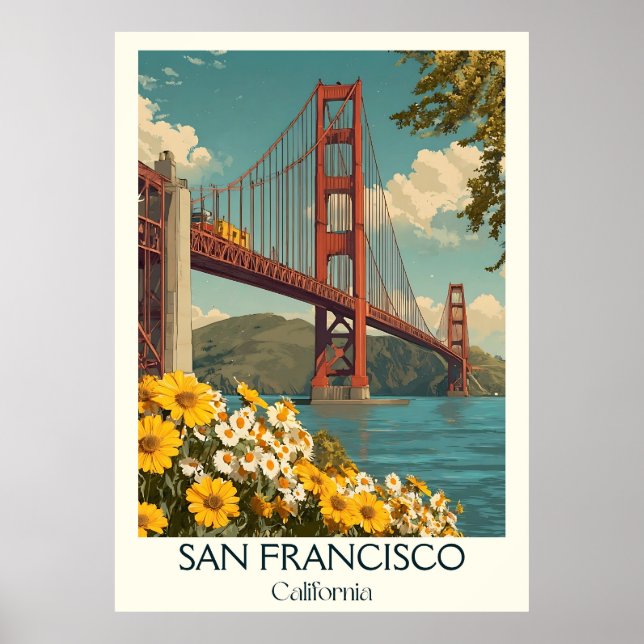San Francisco California Art Print | Golden Gate Poster (Vorne)