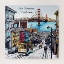 San Francisco, California Comic Book Style Art