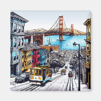 San Francisco, California Comic Book Style Art