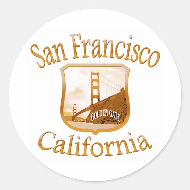 San Francisco California Gold Runder Aufkleber (Vorderseite)