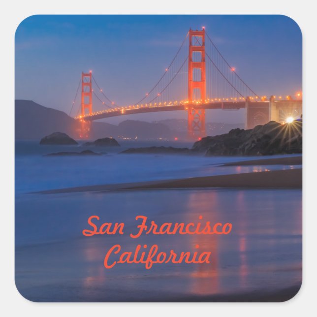 San Francisco California Golden Gate Bridge Quadratischer Aufkleber (Vorderseite)