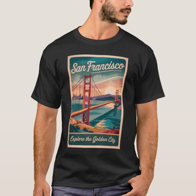 San Francisco California Golden Gate Bridge Travel T-Shirt (Vorderseite)