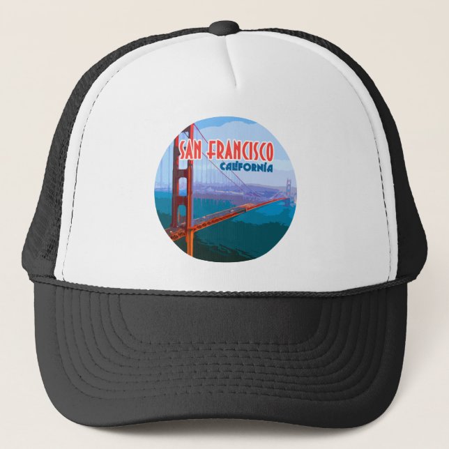 San Francisco California Golden Gate Bridge Truckerkappe (Vorderseite)
