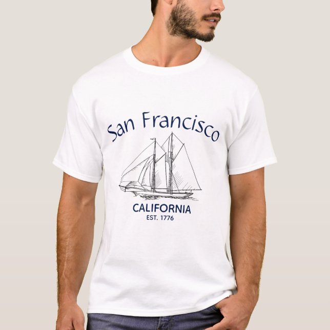 San Francisco California Sailboat Yachting, Brauch T-Shirt (Vorderseite)