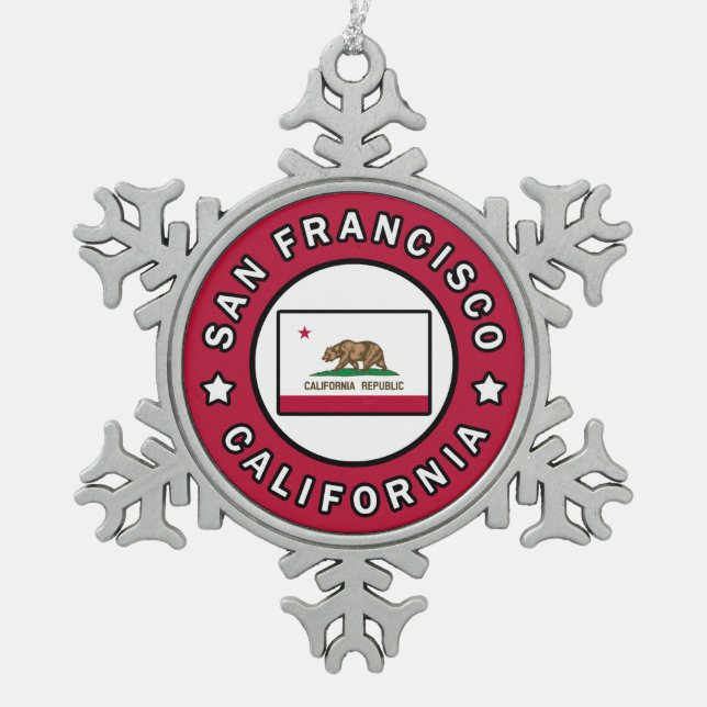 San Francisco California Schneeflocken Zinn-Ornament (Vorderseite)