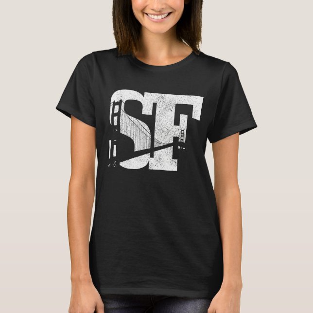 San Francisco California SF Golden Gate Bridge Vin T-Shirt (Vorderseite)